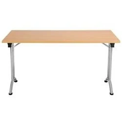Image of Allegro Folding Table 1400x800 Silver Frame Beech top OUFT1480SVBE2