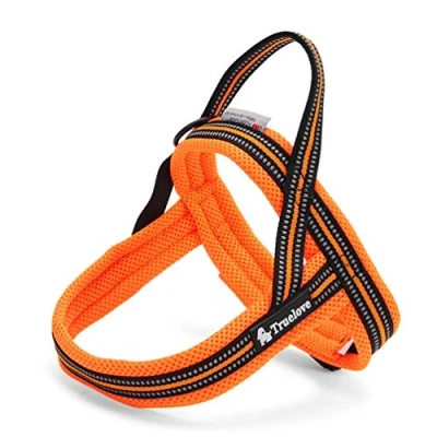 Image of WINHYEPET True Love Dog Harness Nylon Ribbon Comfortable Inner Safety Reflective Strip Convenient Adjustable Easy Control Pet Vest Suitable for Small Medium and Large Dogs TLH5811(Orange,S)