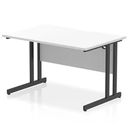 Image of Impulse 1200 x 800mm Scalloped Edge Straight Office Desk White Top Black Cantilever Leg