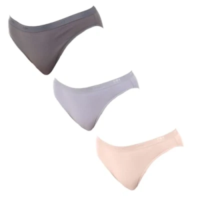 Image of DIM Women&#039;s Les Pockets Ecodim Cotton Comfortable x3 Brief, Taupe/Pink/Grey, S