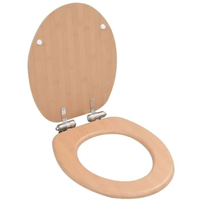 Image of vidaXL WC Toilet Seat with Soft Close Lid MDF Bamboo Design