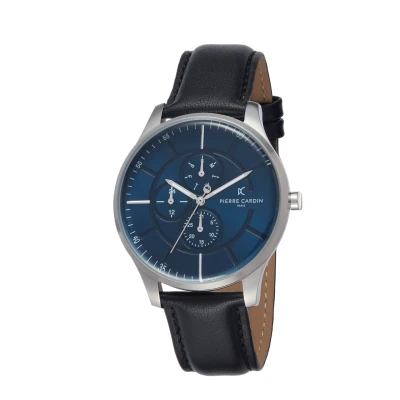 Image of Pierre Cardin Men&#039;s Multi Dial Quartz Watch with Leather Strap PC902731F101