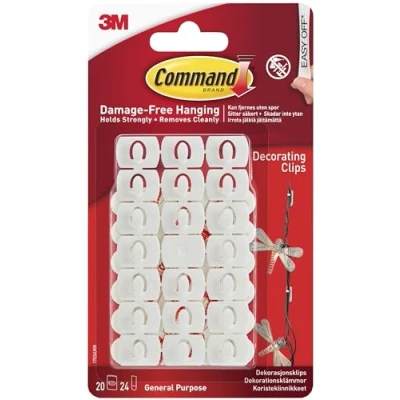 Image of Command 17026 Decoration Clips for Christmas and Fairy Light White, 20 24 Strips