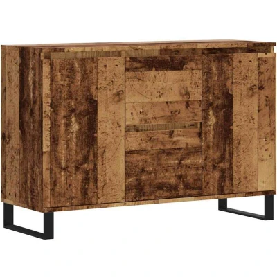 Image of vidaXL Sideboard Modern Storage Cabinet, Engineered Wood &amp; Iron Legs, Brown, 104x35x70 cm for Living Room, Bedroom