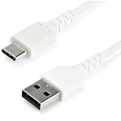Image of StarTech.com 2m USB A to C Charging Cable Durable Fast Charge &amp; Sync 2.0 Type Data Cord Rugged TPE Jacket Aramid Fiber M/M 60W White Samsung S10, iPad Pro, Pixel (RUSB2AC2MW)