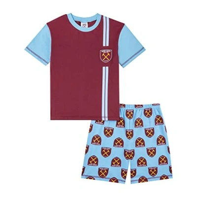 Image of West Ham United F.C Boys Pyjamas, Cotton Short PJs, Football Pjs For Kids and Teenagers (11 12 Years) Maroon
