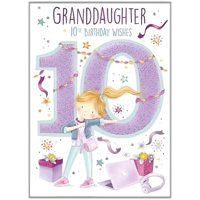 Image of Granddaughter 10th Birthday Card (NQ S7527) Age 10 Dancing Girl Special Finish Eco Friendly
