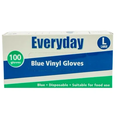 Image of Everyday Blue Vinyl Gloves, Powdered, Large, 100 Gloves