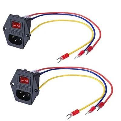 Image of 3Dman 15A 250V Rocker Switch On/Off Power Socket Inlet Module Plug 10A Fuse with 3PCS 18 AWG Wiring 3 Pin IEC320 C14 2 PCS