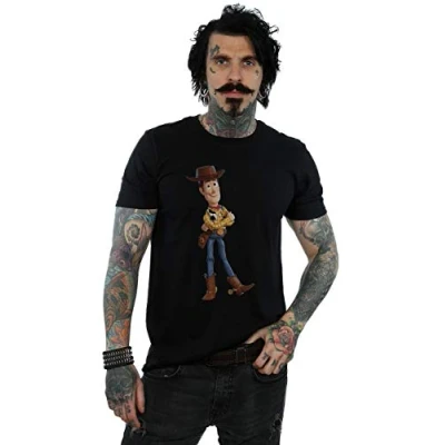 Image of Disney Men&#039;s Toy Story 4 Sherrif Woody T Shirt Black Large
