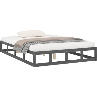 Image of vidaXL Bed Frame without Mattress Grey 135x190 cm Double Solid Wood