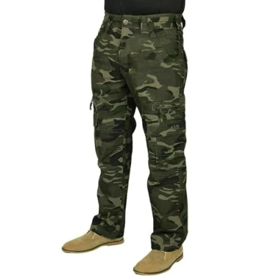 Image of KAM Mens CAMO Combat Cargo Trouser Pants Relaxed Fit Colour: Camo; Size: W44; Inside Leg: 32&quot; Regular