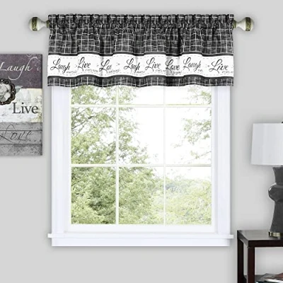 Image of Achim Home Furnishings Live, Love, Laugh Valance 58x14 Charcoal