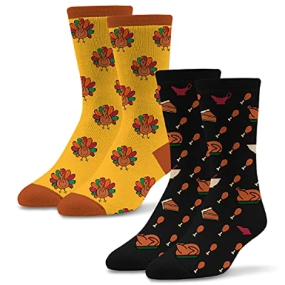 Image of Socktastic Men&#039;s Gravy and Turkey Socks 2 Pack Fun Novelty Thanksgiving for Men, Fits Shoe Sizes 8 13