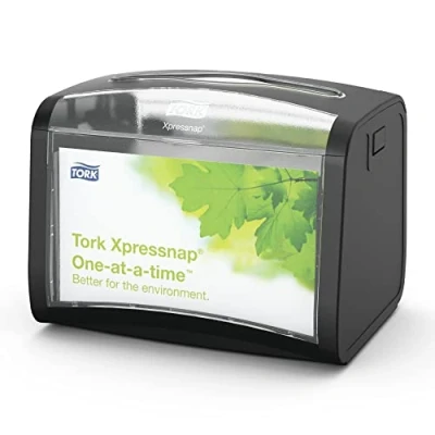 Image of Tork 272611 Xpressnap Tabletop Napkin Dispenser N4 / Paper Suitable for Interfold Refills Signature Design Black (x4)