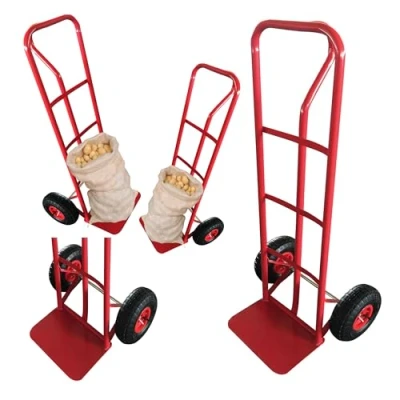 Image of Red Multi Purpose Large Sack Hand Truck Toe Plate Heavy Duty Trolley On Wheels (1)