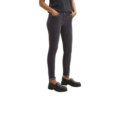 Image of TOM TAILOR Ladie&#039;s 1034190 Alexa Slim Velvet Pants, 15417 Evident Anthracite, 34W / 30L