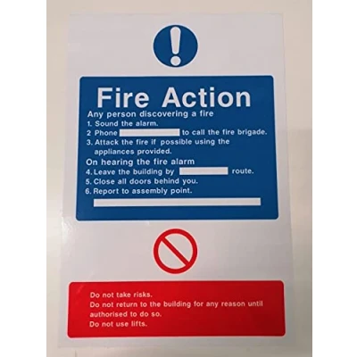 Image of Fire Action Sign Self Adhesive Vinyl 200mm x 150mm