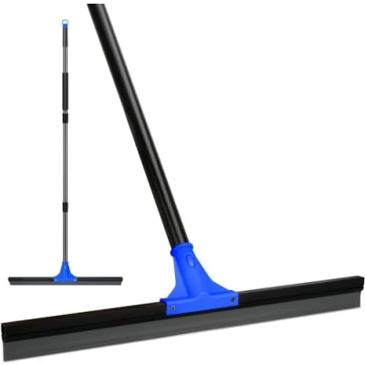 Image of Floor squeegee for Concrete and Tile Cleaning, 60 cm Rubber Broom, Large Heavy Duty Outdoor patio 160 Long Handle, Cleaning Garage, Deck, Bathroom, Shower Glass, Window,Marble