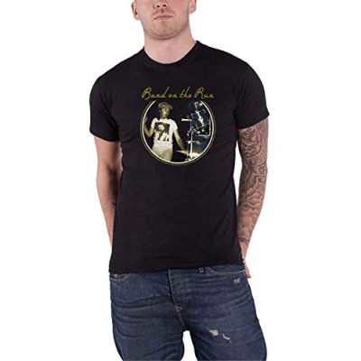 Image of Paul McCartney T Shirt Wings Band On The Run Logo Official Mens Black L