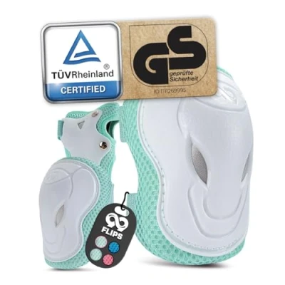 Image of 99FLIPS knee and elbow pads for children kids toddler skate scooter Size XS Mint boys &amp; girls