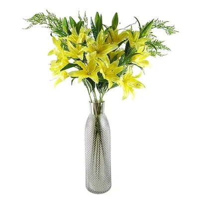 Image of Leaf Design Artificial Flower Display with Vase