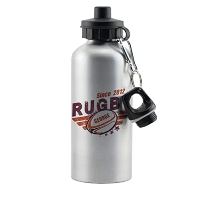Image of CalEli Gifts Personalised Rugby Drinks Bottle. Water