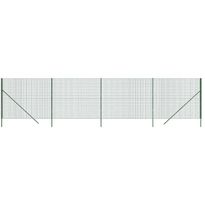 Image of vidaXL 2x10m Green Wire Mesh Fence in Galvanised Steel with PVC Coating, Flexible Design, Easy to Cut, and Resistant UV Rays