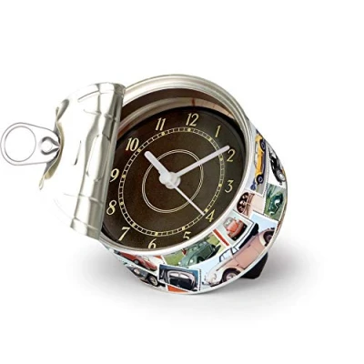 Image of BRISA VW Collection Volkswagen Table Clock, Magnet MyClock also customizable, Photo Gift in T1 Bus, Beetle, GTI Design (Stamps/Multicolor)