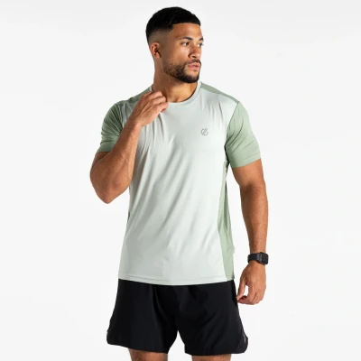 Image of Dare 2b Men&#039;s Lightweight Discernible III T Shirt Aqua Grey &amp; Hedge Green, Size: XS