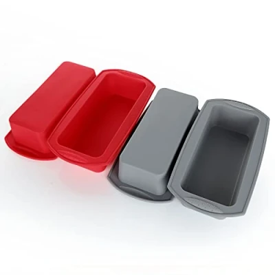 Image of JMIATRY Silicone Loaf Tin Bread Set of 4, 1lb to 2lb Non Stick Tin, Professional Tins for Baking Loaves, Breads, Cakes and Lasagna(27x13x6.5cm)