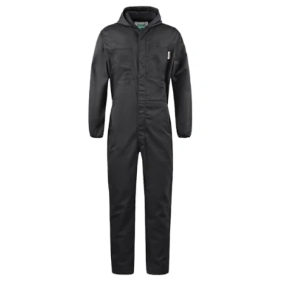Image of Yukirtiq Men&#039;s Lightweight Hooded Overall Hard Wearing Solid Color Mechanics Boiler Suit Workwear Boilersuit Coverall, Black, XL