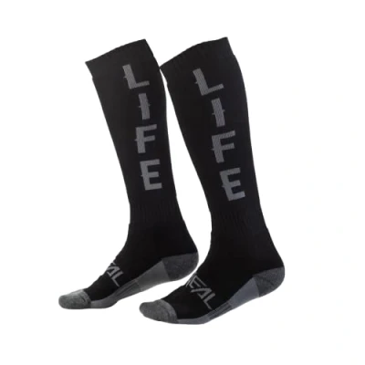Image of O&#039;Neal 0356 762 Pro Mx Men&#039;s Motorcycle Socks Ride Life (Black/Gray, One Size)