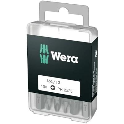 Image of Wera 05072401001 Phillips Extra Tough Bits 851/1 Z PH2 x 25 mm, Pack of 10