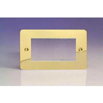 Image of Varilight Data Grid Face Plate for 3 or 4 Module Widths Ultra Flat Polished Brass XFVG4