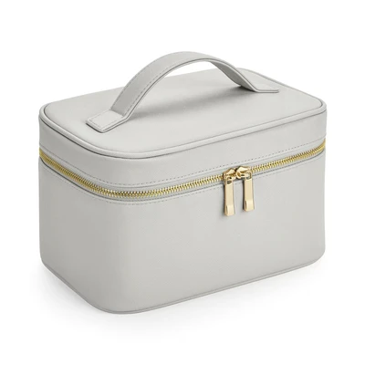 Image of BagBase BG763 Boutique Vanity Case Elegant Leather Look PU Perfect for Makeup &amp; Travel Needs Gifts Women Soft Grey
