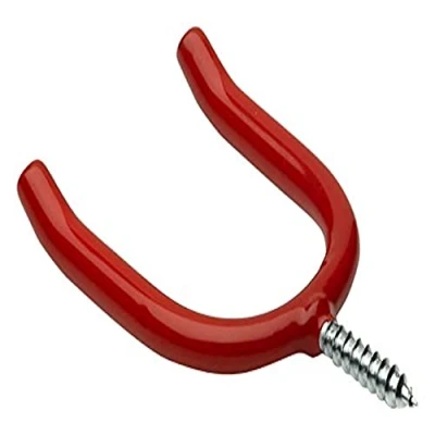 Image of Merriway BH04772 (2 Pcs) Red Plastic Coated Tool Shed Garage Storage Hooks Pack of 2 Pieces