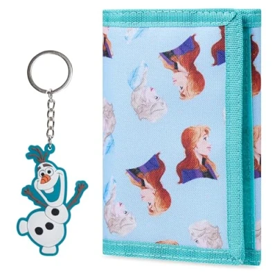 Image of Disney Stitch Kids Wallet and Keyring Gift Set Cute Trifold with Coin Purse Card Slots Keychain Gifts (Blue Frozen)