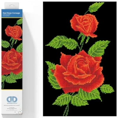 Image of DIAMOND DOTZ Painting, Beginner Kit, Red Rose Corsage, 27 x 42cm