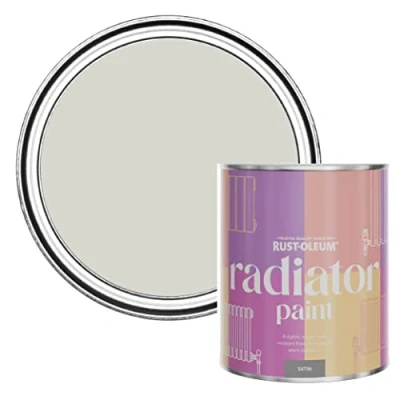 Image of Rust Oleum Grey Heat Resistant Radiator Paint in Satin Finish Bare Birch 750ml