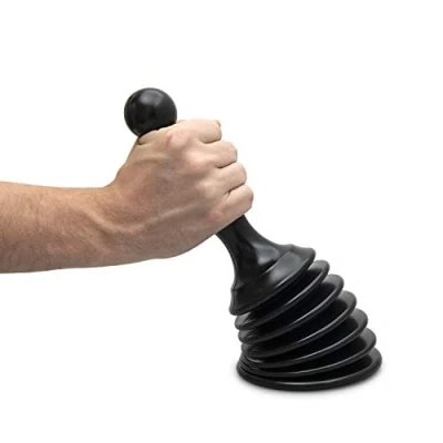 Image of OUTSTANDER Sink and Drain Plunger, Unblocker for Clearing Blockage in Bathrooms, Kitchens, Sinks, Baths Showers Drain, Flexible Powerful Plumbers Suction Tool with Large Bellows, Black