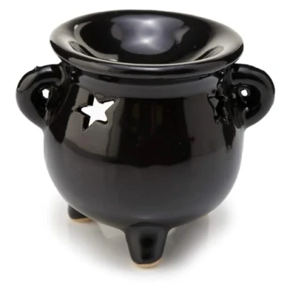 Image of Puckator Eden Small Black Cauldron Oil Burner Ceramic Living Room Accessories Wax Liquidizer Burners For Essential Oils Scents Melter Melt Holder Fragrance