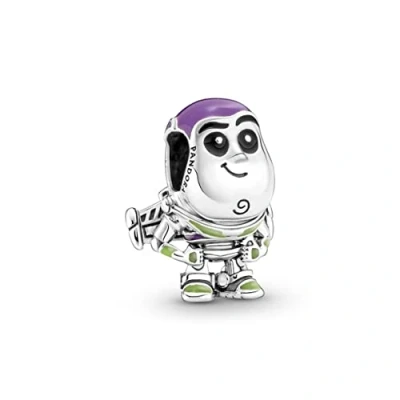 Image of Pandora Disney Pixar Buzz Lightyear sterling silver charm with purple, black and green enamel