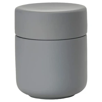 Image of ZONE DENMARK UME Ceramic Storage Box with Lid Diameter 8.5 cm Height 10.5 Grey