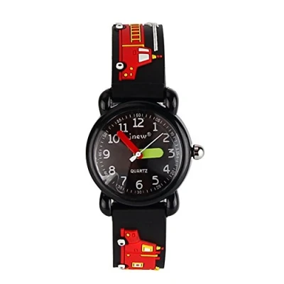 Image of ele ELEOPTION Children&#039;s Watch Waterproof 3D Cute Cartoon Round Dial Silicone Rubber Band Quartz Wrist Xmas Gift for Little Girls Boy Kids Children Environmental Friendly Bus, Black