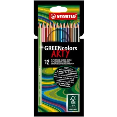 Image of Eco Friendly Colouring Pencil STABILO GREENcolors ARTY Pack of 12 Assorted Colours