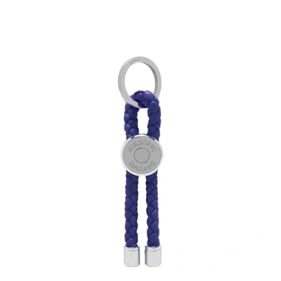 Image of Mulberry Unisex Cobalt Blue Braided Loop Leather Keyring RK5603, Gift Box