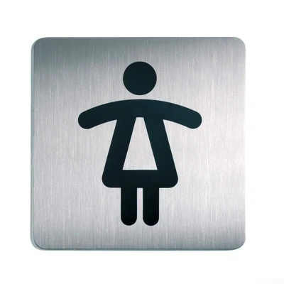 Image of Durable Pictogram Door Sign &quot;Ladies WC&quot; 150 x mm Made from Stainless Steel Self Adhesive Attachment Ideal for Schools, Hotels, Offices, etc.