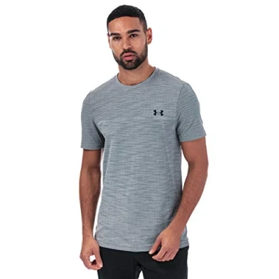 Image of Under Armour Men Vanish Seamless Shortsleeve Nov 1 Short Sleeve Shirt Halo Gray//Black (014), Small