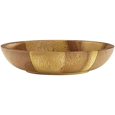 Image of Genware Acacia Wood Bowl 15cm Natural Wooden Bowls, WBWL15, Single
